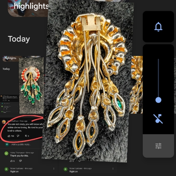 Retro Style Emerald Rhinestone Vintage Pin - Picture 7 of 7